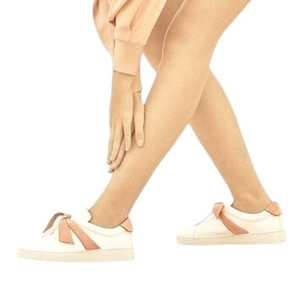 $425 40 9.5-10 ALEXANDRE BIRMAN Clarita Sneaker Suede Nude Bow Leather Shoes - Picture 4 of 7